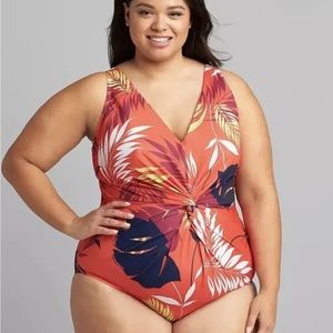 Swim by Cacique No-Wire Twist-Knot Swim One Piece Swimsuit Womens Size 16 H14777